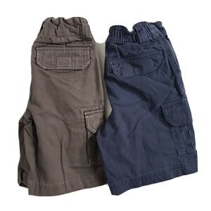 Ramped Up Faded Glory Boys Size 5 Lot 2 Cargo Shorts Blue Dark Gray Adjustable